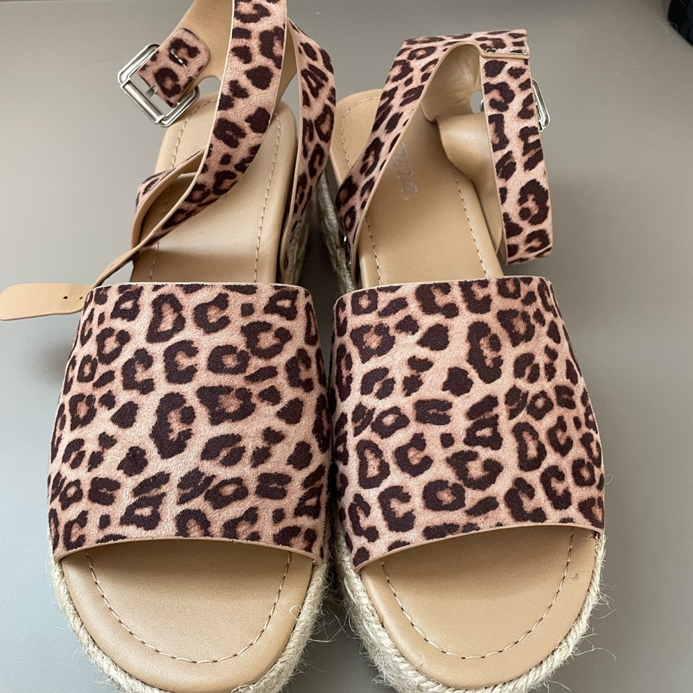 Soda Leopard Print Espadrille Sandals